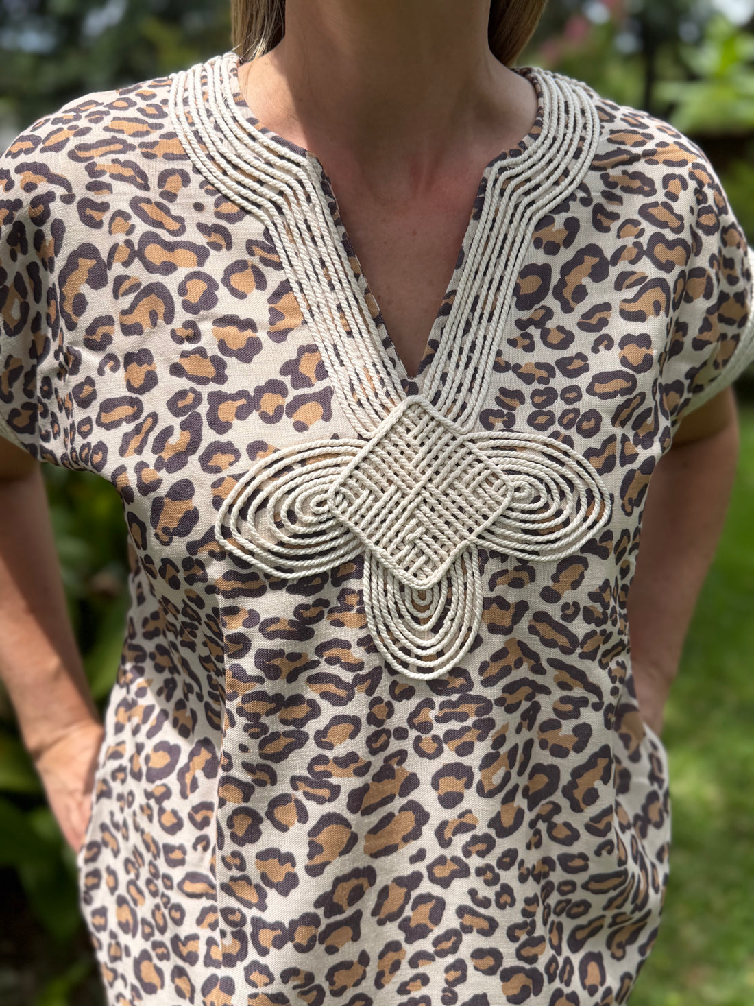 Wild Leopard Midi Dress | Braided Appliqué Leopard Dress | The Gussied Goose Boutique