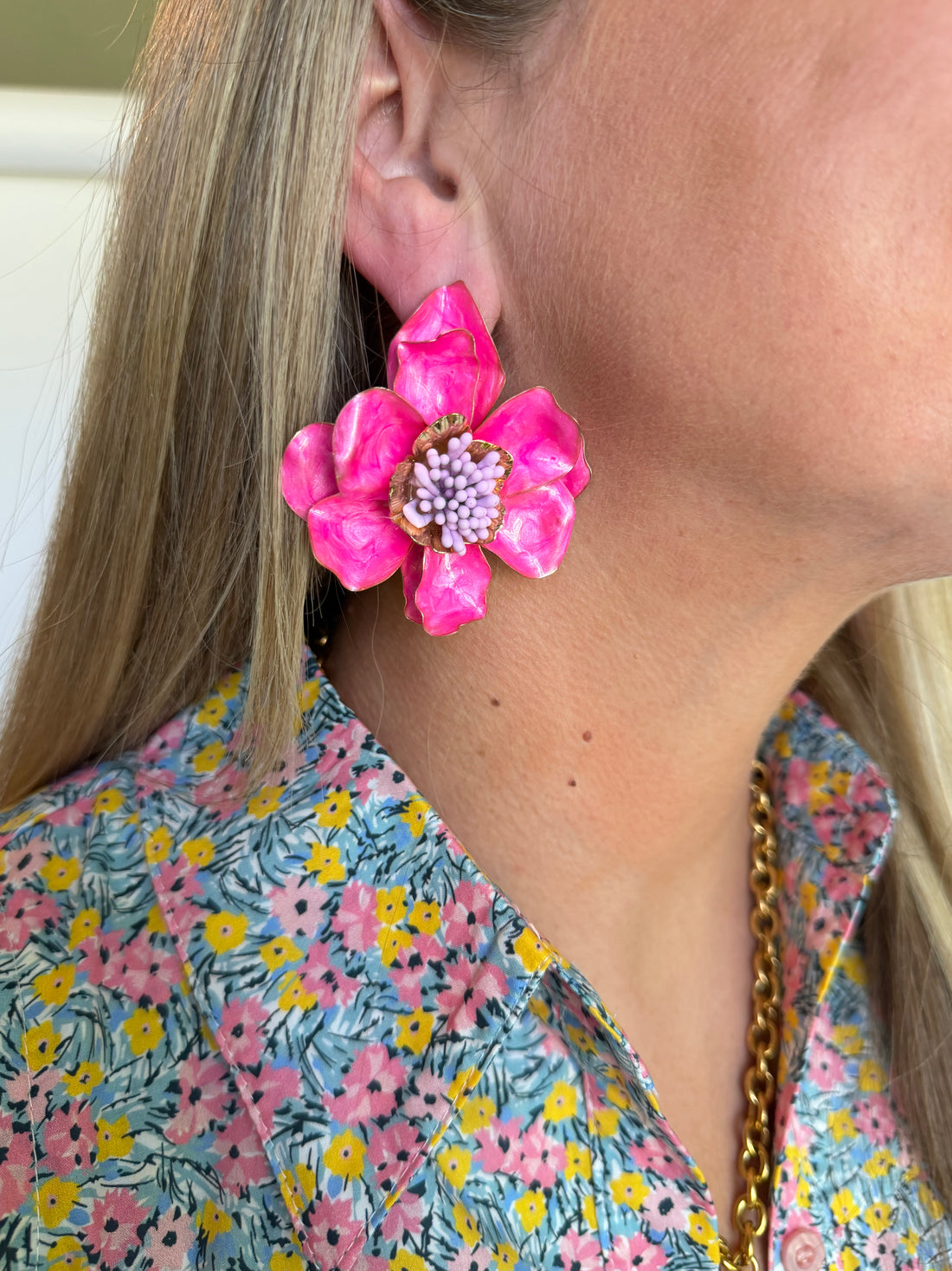 Magnolia Bloom 18K Gold Dipped Statement Earrings