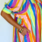 Women's Multicolor Stripe Puff Sleeve Dress | The Gussied Goose Boutique