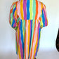 Women's Multicolor Stripe Puff Sleeve Dress | The Gussied Goose Boutique