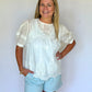 Women's White Eyelet Embroidered Blouse | The Gussied Goose Boutique