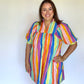Women's Multicolor Stripe Puff Sleeve Dress | The Gussied Goose Boutique