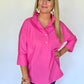 Oversized Cotton Tunic Top, Hot Pink