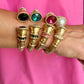 Jeweled Gold Hinged Cuff Bracelet