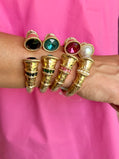 Jeweled Gold Hinged Cuff Bracelet