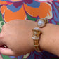 Jeweled Gold Hinged Cuff Bracelet