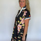Floral Shift Dress, Black