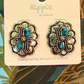 Turquoise Concho Earrings – Western Semi-Stone Silver Stud Earrings