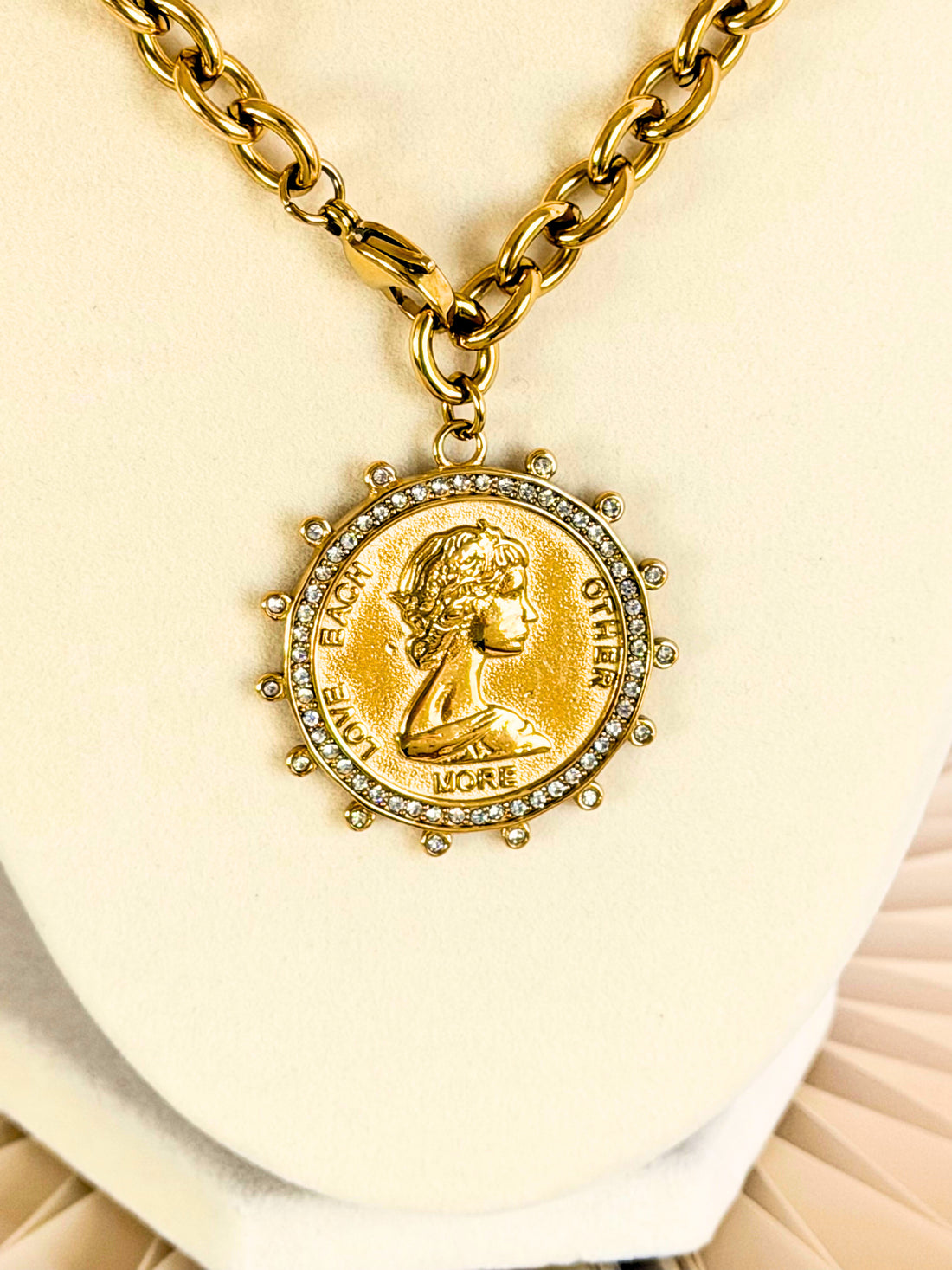 XI Coin Chain Necklace - Gold+ Diamonds