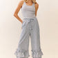 Navy Stripe Tiered Ruffle Hem Pull-On Maxi Pants