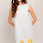 Sunny Side Dress | White Embroidered Scallop Hem Shift Dress