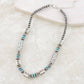 Aztec Navajo Bead Necklace – Silver Barrel Turquoise Western Jewelry