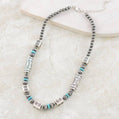 Aztec Navajo Bead Necklace – Silver Barrel Turquoise Western Jewelry