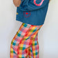 Check Pattern Wide Leg Tailored Pants, Multicolor
