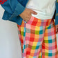 Check Pattern Wide Leg Tailored Pants, Multicolor