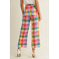 Check Pattern Wide Leg Tailored Pants, Multicolor
