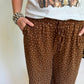 Satin Polka Dot Wide Leg Pants, Brown
