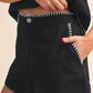 Black Whipstitch Crop Top & Shorts Set | Classic Tailored Matching Set for Women
