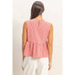 Red Gingham Peplum Top with Bow Ties | Sleeveless Feminine Blouse for Women