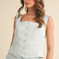 Powder Blue Scalloped Vest & Shorts Set