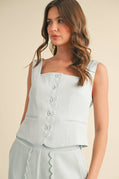 Powder Blue Scalloped Vest & Shorts Set