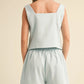 Powder Blue Scalloped Vest & Shorts Set
