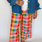 Check Pattern Wide Leg Tailored Pants, Multicolor