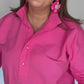 Oversized Cotton Tunic Top, Hot Pink