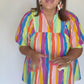 Women's Multicolor Stripe Puff Sleeve Dress | The Gussied Goose Boutique