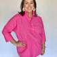 Oversized Cotton Tunic Top, Hot Pink