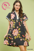 Floral Shift Dress, Black